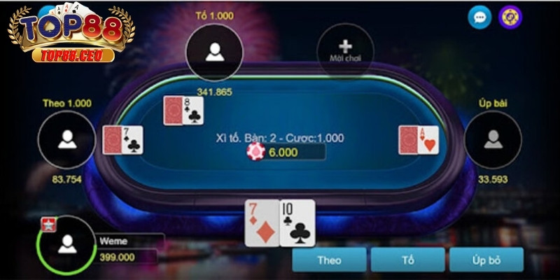 Game bài thường chơi được từ 2 đến 6 người
